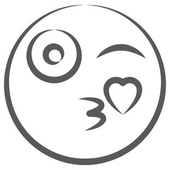 
Blow a kiss concept in a doodle icon of kiss emoji 

