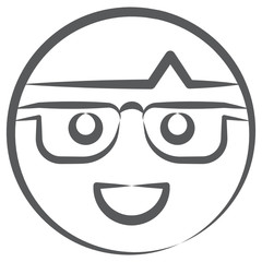 
Girl emoji wear glasses, doodle line icon fo nerd emoji 
