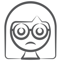 
Female geek avatar in doodle design, nerd girl icon 
