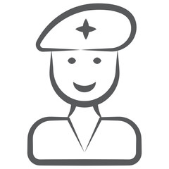 
Police officer icon in doodle line design.
