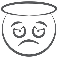
Doodle line icon of sad angel emoji, 
