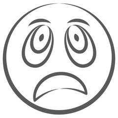 
Worried facial expression, doodle line icon of scared emoticon 
