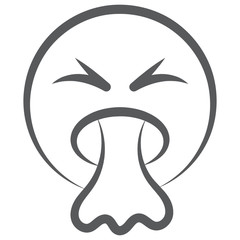Fototapeta premium Face with open mouth vomiting emoji in doodle line style 
