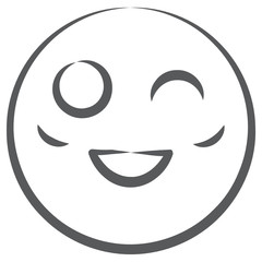 Blink eye phrase emotag, doodle line icon of winky emoji 