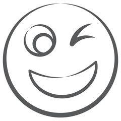 
Blink eye phrase emotag, doodle line icon of winky emoji 
