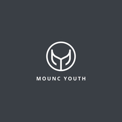 Modern unique creative unusual artistic black and white color MY M Y initial based letter icon logo