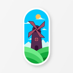 Vector Background Illustrations of Windmill. Vector Illustrations. RoomDecorations. Wallpaper.