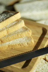 Closeup slided white bread from wheat