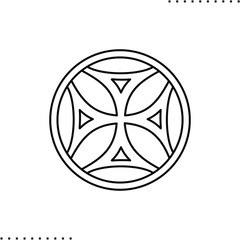 сross potent, monastery christian symbol vector icon in outline
