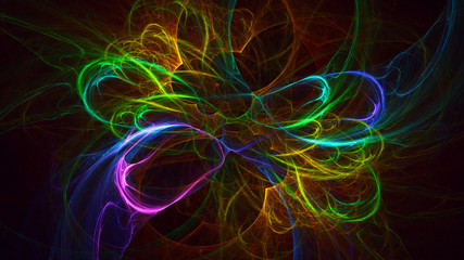 3D rendering abstract multicolor fractal light background
