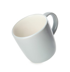 Empty grey ceramic cup isolated on white