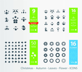 Christmas -  Autumn - Leaves - Flower - ICONS