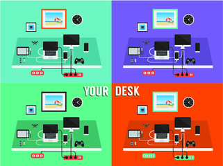 Color  Media icons in minimal style