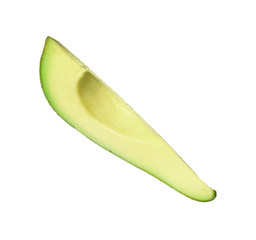 Slice of ripe avocado isolated on white