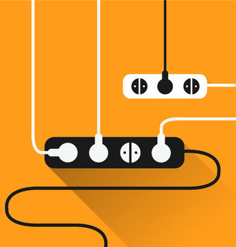 extension power strip in yellow background