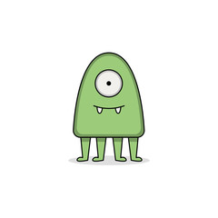 Cute Green Monster Cartoon Character