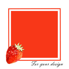 Seamless illustration for your design with straqwberry isolated on white background with red square
