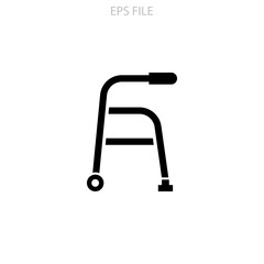 Medical walker icon for your website, logo, app, UI, product print. Medical walker concept flat Silhouette vector illustration icon. EPS vector file