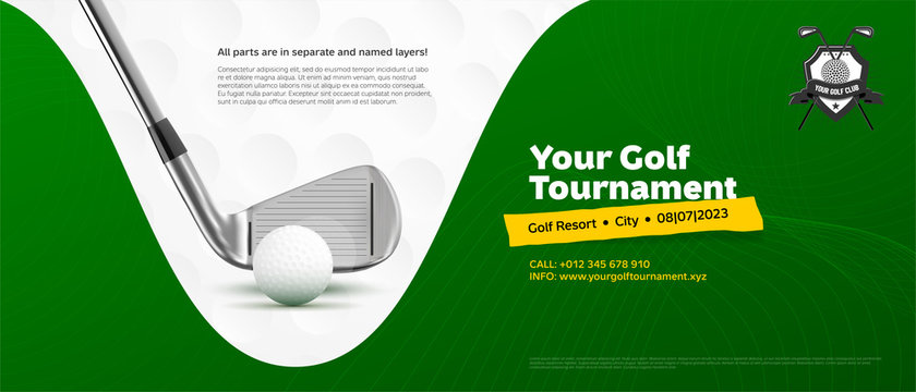 Invitation Template For Golf Tournament With Ball And Stick