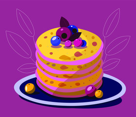 birthday cake with berries and flowers