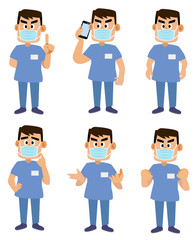 マスクを付ける看護士セット