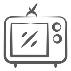
Vintage tv vector, doodle line icon design 
