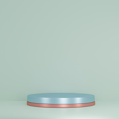 3d illustration with geometric pastel cylinder podium platform for cosmetic pedestal product presentation.Mock up design empty space. Abstract composition in pastel background modern style