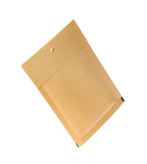 Kraft paper envelope isolated on white. Mail service
