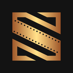 Square initial movie logo concept