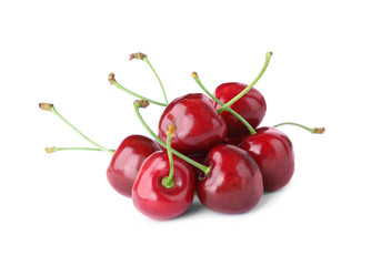 Obraz na płótnie Canvas Delicious fresh ripe cherries isolated on white