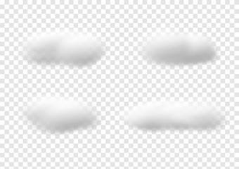 Realistic white cloud vectors isolated on transparency background, cotton wool ep59