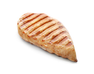 Tasty grilled chicken fillet isolated on white