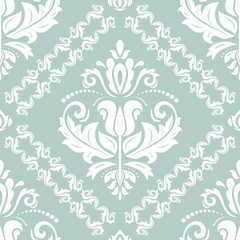 Orient vector classic light blue and white pattern. Seamless abstract background with vintage elements. Orient background. Ornament for wallpaper and packaging