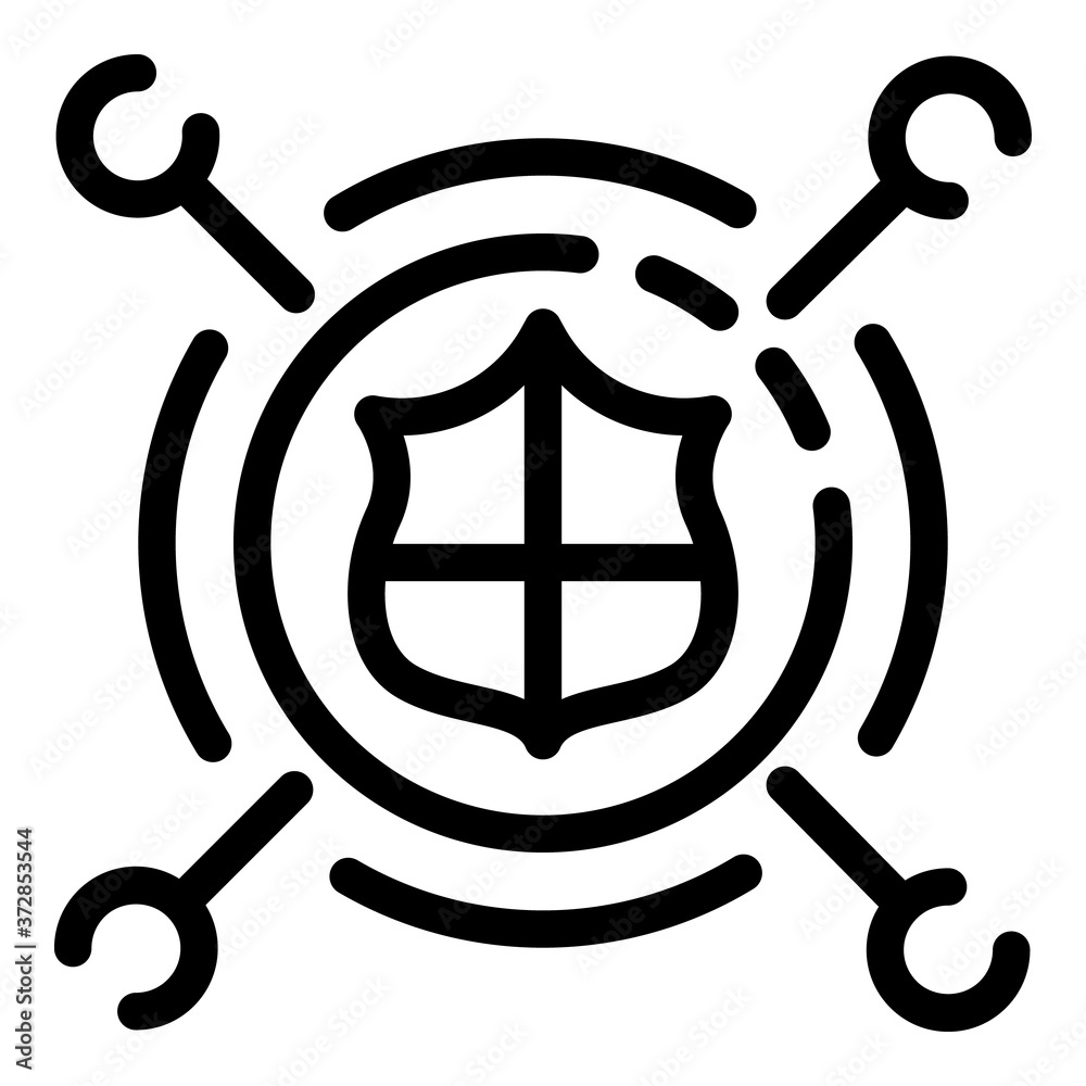 Poster shield security icon. outline shield security vector icon for web design isolated on white backgroun