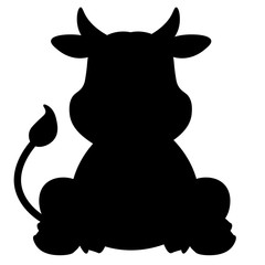 Vector black silhouette of a cow. Illustration on a white background.