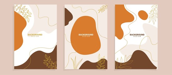 Main Feed and post creative Vector set. Background template with copy space for text and images design by abstract colored shapes, line arts , Tropical leaves