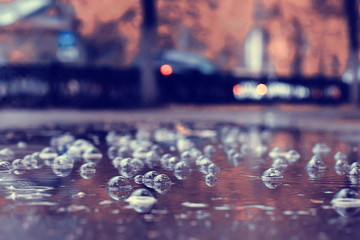 rain weather drops / wet weather concept, abstract drops and water jets, autumn rain