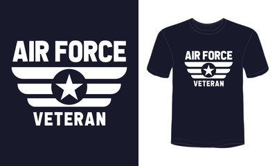 "Air Force Veteran" typography t-shirt design.