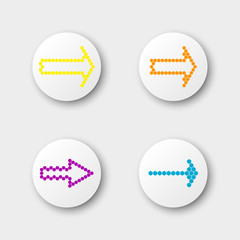 Straight arrow ribbon button. Direction right banner shape. Trend arrow stripe form flat icon. Index location button. Pointer position. simple arrows