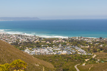 View on Hermanus from the Mountains of Fernkloof Nature Reserve, Western Cape, South Africa