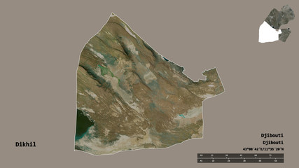 Dikhil, region of Djibouti, zoomed. Satellite
