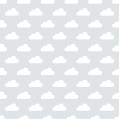 seamless repeat pattern design with clouds on a grey background