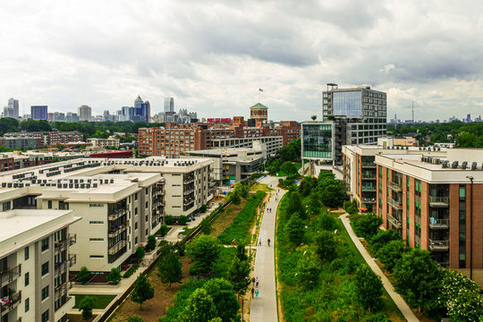 Fototapeta The Atlanta Beltline,  Commercial District,  Aerial View, 2020