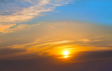 Fototapeta na wymiar sunset on a cloudy sky.