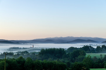 poranek mgła Bieszczady 
