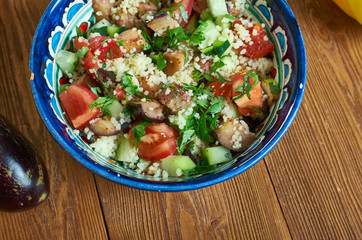 Grilled aubergine tabbouleh