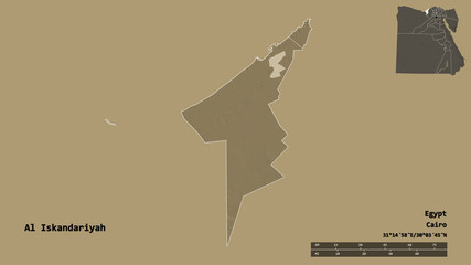 Al Iskandariyah, governorate of Egypt, zoomed. Administrative