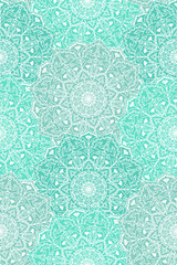 Ethnic ornamental mandala illustration - green outlined seamless pattern