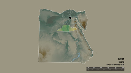 Location of Al Minya, governorate of Egypt,. Relief