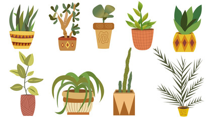 Vector Set of indoor plants in pots